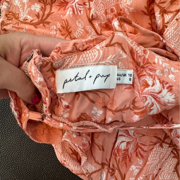 Petal & Pup coral floral midi dress with spaghetti straps, size 6 - Picture 3 of 4